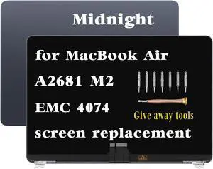 GBOLE A2681 Screen Replacement for MacBook Air M2 A2681 2022 13.6 inch EMC 4074 MLXW3 MLXX3 MLXY3 MLY03 MLY13 MLY23 MLY33 MLY43 Full LED LCD Screen Display Assembly (Midnight)