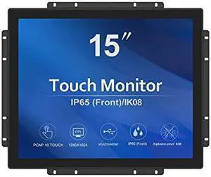 GreenTouch 15 Inch Open-Frame Touchscreen LCD Monitor - Capacitive PCAP -1024x768-5:4-Black