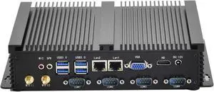 IDEARACE Silent Industrial Mini PC, i5 CPU Personal Computer, 8GB RAM, 512GB SSD, 4xCOM RS232, 2xNICs, HD&VGA, WiFi, Full Metal Case