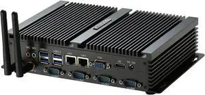 KINGDEL Industrial PC, Fanless Mini Desktop Computer with Celeron Dual Core CPU, 8GB RAM, 128GB SSD, 2xNICs, 4xCOM RS232, HD Port, Full Metal Body