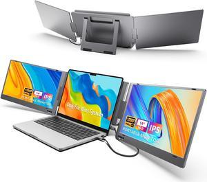KYY Triple Laptop Screen Extender, 14" 1080P FHD IPS Dual Portable Extended Monitor, USB C Travel for 12-16'' Laptop, 210degRotation & Kickstand, Plug and Play, X90 (Windows Only)