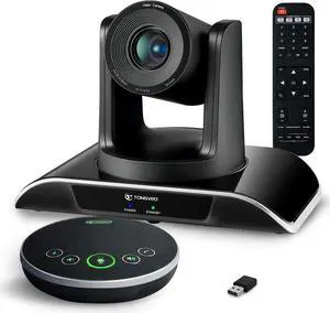TONGVEO All-in-One Conference Room Video Camera System Bundle HD 1080P 60fps 3X Optical Zoom USB3.0 HDMI PTZ Camera and Bluetooth Conference Speakerphone with Microphones