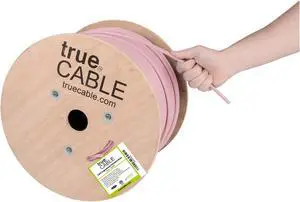TRUE CABLE Cat6A Shielded Riser (CMR) Bulk Ethernet Cable, 1000ft, Pink, 23AWG Solid Bare Copper, 750MHz, F/UTP, PoE++ 100W, ETL Listed