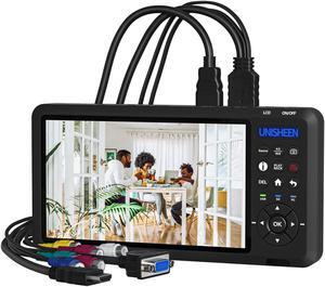 UNISHEEN Video Recorder 1080P 60FPS USB2.0 with 7" Screen, DVI/HDMI/CVBS/VGA/YPBPR Capture from VCR, DVD, VHS Tapes, Camcorders, Hi8 - No Computer Required