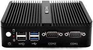 Mini Industrial PC, Windows 10 Pro 8GB DDR4 RAM 256GB SSD, Quad-Core Celeron J4125, 4K HD Mini Desktop Computer, Micro PC, HDMI/VGA/2 RJ45 Gigabit Ethernet/Dual Band Wi-Fi/BT 4.0/2RS232 Com port/VESA
