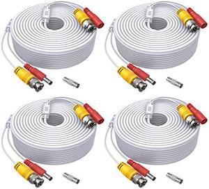 ANNKE 4 Pack 150 Feet Security Camera Cable, All-in-One BNC Video and Power CCTV Security Camera Cable Wire with Two Female Connectors for Security Camera System(White)-W100