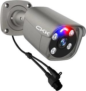 CKK 4K PoE IP Security Camera, 8MP Wired Camera Outdoor, Color Night Vision with Motion Spotlights, Human/Fack Detection, 2 Way Talk, 24/7 Recording Home Surveillance, No Monthly Fee
