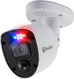 Swann Add-On DVR Flashing Light Bullet Security Camera with Sensor Spotlight, 4K UHD Video, Indoor or Outdoor Design, Dusk to Dawn Color Night Vision Plus True Detect Heat and Motion Detection
