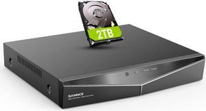 DVR for Security Camera, SANNCE 5MP Lite 8CH CCTV DVR with 2TB Hard Drive, H.264+ Hybrid 5-in-1 Surveillance Recorder for 8CH Analog and 2CH IP Cameras, Remote Access, Motion Detection, 7/24 Recording