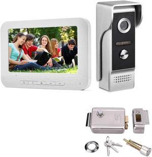 AMOCAM Video Intercom System,7 Inches Monitor Wired Video Door Phone Doorbell Kits + Electronic Door Lock
