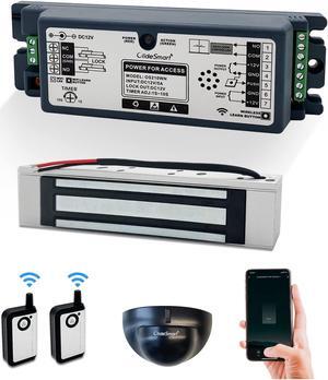 WiFi Access Control 400lb Holding Force Electic Magnetic Door Lock System Kit with Remote and Smartphone app Control, paired with WiFi Access Control Motion Sensor