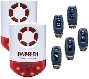 Daytech Strobe Siren Alarm Home Caring Loud Outdoor SOS Alert System 2 Red Flashing Siren,5 Remotes Panic Button for Store Home Hotel Jewelry Shop Security Alarm