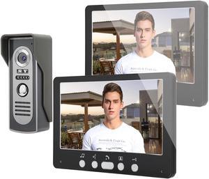 Video Intercom System, 7 Inches Video Doorbell Door phone System, Wired Video Door Phone HD Camera kits Dual-way Intercom for Villa House Office Apartment 1-IR camera 2-LCD color monitor