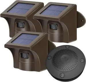 eMACROS Long Range Solar Wireless Driveway Alarm Outdoor Weather Resistant Motion Sensor & Detector-Security Alert System-Monitor & Protect Outside Property