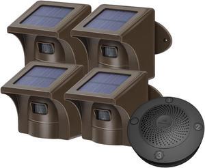 eMACROS Long Range Solar Wireless Driveway Alarm Outdoor Weather Resistant Motion Sensor & Detector-Security Alert System-Monitor & Protect Outside Property