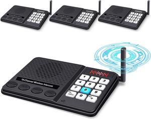 Intercoms Wireless for Home 1 Mile Long Range - GLCON 10 Channel 3 Code Wireless Intercom System for Buiness Office House Elderly - Room to Room Home Intercom Communication System (Pack of 4)