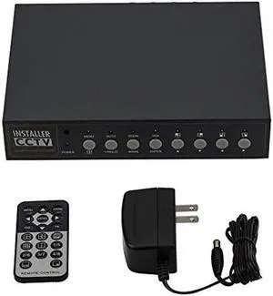 Installer CCTV 4CH Video Color Quad Multiplexer with Loopout, Remote Control and Free 1 Amp Power Adapter
