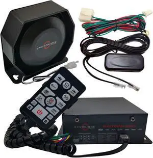 Evershine Signal 100W Police Siren and Speaker with Volume Adjustable Wired PA System for Car Plug-to-Work Wirings 20+ Tones for Police Firefighting Engineer Vehicles DC10.5~32V(WRC-02)