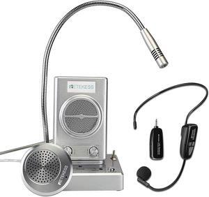 Retekess TW102 Window Speaker System,2 Way Intercom System with TT123 2.4G Wireless Microphone Headset,164ft Range,Independent Volume Control for Restaurant,Business,Food Truck