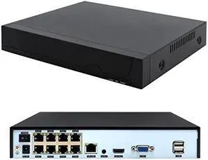 REVODATA 8CH POE NVR, HD 5MP POE Network Video Recorder, 8 Channel Power Over Ethernet, Supports up to 8 x 5MP IP Cameras, Supports up to 10TB HDD