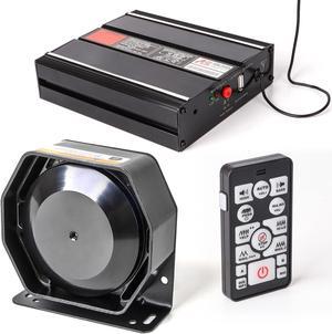 SMALLFATW Police Siren 20 Tones 130 DB 200 Watt, Dual 20A Auxiliary Switch, Wireless Remote USB Rechargeable 15M Control Range, Car PA System Speaker Horn, Emergency Siren for Car Truck Vehicles