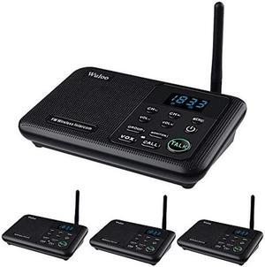 Wuloo Intercoms Wireless for Home 1 Mile Range 22 Channel 100 Digital Code Display Screen, Wireless Intercom System for Home House Business Office, Room to Room Intercom Communication(4Stations Black)