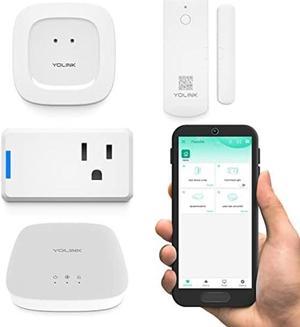 YoLink Smart Home Starter Kit 1/4 Mile World's Longest Range Smart Home Security System Include Smart Hub, Wireless Door Sensor, Water Leak Sensor, and Alexa Google Assistance IFTTT Enabled Smart Plug