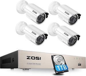 ZOSI 8CH 3K Lite Home Security Camera System Outdoor Indoor,AI Human/Vehicle Detection,Night Vision,H.265+ 8 Channel 5MP Lite Video DVR with 1TB HDD&4pcs 1920TVL 1080P Weatherproof CCTV Cameras