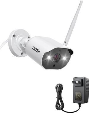 ZOSI 2K Add-on Camera, 3MP Plug-in WiFi Security Camera Outdoor Indoor with Power Supply, Night Vision, 2 Way Audio, Only Compatible with ZOSI WiFi NVR Recorder System Model: ZR08JP, ZR08LL