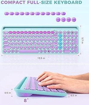 seenda Bluetooth Keyboard for iPad, 2.4G + Bluetooth Multi-Device Typewriter Keyboard with Number Pad, Tablet Holder for iPad Tablet, Andriod Phone, MacBook/Windows PC Desktop, Barbie Purple
