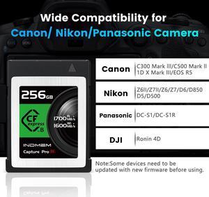 256GB CFexpress Type B Memory Card, Raw 4K/8K Video Recording,up to 1700MB/s Read, 1600MB/s Write, Compatible with Nikon Z6/Z7/D6,Canon EOS-1DXMark III/EOS-R5,Panasonic S1/S1R,DJI Ronin 4D