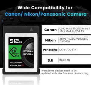 512GB CFexpress Type B Memory Card, Raw 8K Video Recording,up to 1700MB/s Read, 1600MB/s Write, Compatible with Nikon Z6/Z7/D6,Canon EOS-1DXMark III/EOS-R5,Panasonic S1/S1R,DJI Ronin 4D
