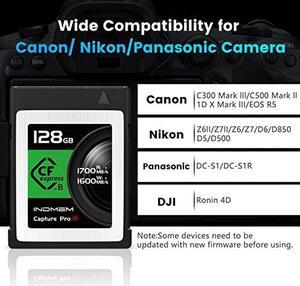 128GB CFexpress Type B Memory Card, Raw 4K/8K Video Recording,up to 1700MB/s Read, 1600MB/s Write, Compatible with Nikon Z6/Z7/D6,Canon EOS-1DXMark III/EOS-R5,Panasonic S1/S1R,DJI Ronin 4D