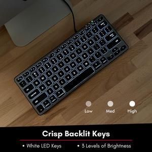 Macally Backlit Compact Keyboard and a Wired Computer Mouse, Sleek and Clean