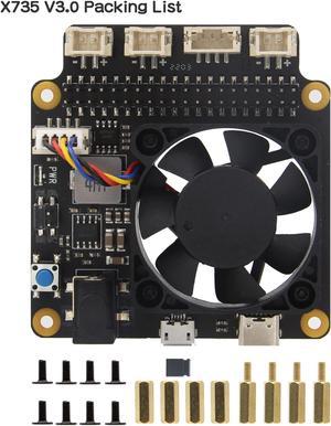 Geekworm for Raspberry Pi 4B/3B+/3B, X735 V3.0 Power Management with Safe Shutdown & PMW Cooling Fan Expansion Board + 20W Type-C 5V 4A Power Adapter Compatible with Raspberry Pi 4 Model B