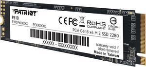Patriot Memory P310 480GB Internal SSD - NVMe PCIe M.2 Gen3 x 4 - Low-Power Consumption Solid State Drive - P310P480GM28