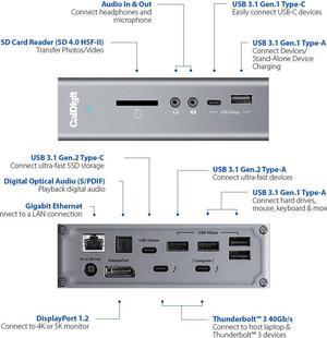 CalDigit TS3 Plus Thunderbolt 3 Dock with 2 Meter Thunderbolt 4 Cable Bundle for Mac and Windows PC