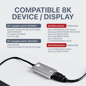 SIIG Active DisplayPort to HDMI Adapter 8K, DP 1.4 Video Input to HDMI Output, Unidirectional, Supports 8K 60Hz and 4K 120Hz with HDR and DSC, DP to HDMI Monitor Cable Adapter (CB-DP2611-S1)