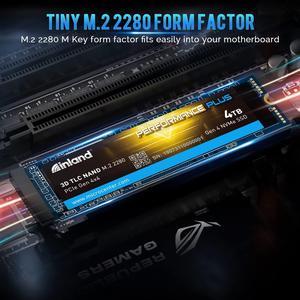 INLAND 4TB Performance Plus NVMe Internal Gaming SSD Solid State Drive Optimized for PS5 - Gen4 PCIe, M.2 2280, DRAM Cache, 176-Layer TLC 3D NAND Flash, Up to 7200MB/s