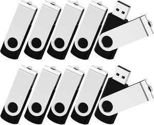 KOOTION 100 Pack 8GB Flash Drive Bulk USB 2.0 Thumb Drive Wholesale Flash Drives Swivel Memory Stick Jump Drive, (Black, 100 Pcs 8GB Without Logo)