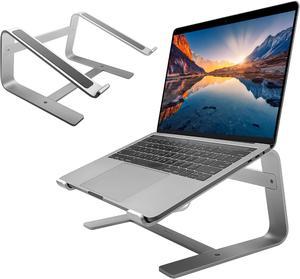 Macally Laptop Stand for Desk - Aluminum Laptop Riser Stand for Desk - Ergonomic Laptop Holder Mount - Use as Macbook Stand (Pro/Air) or Notebook Computer Stand between 10 to 17.3 Inches - Silver