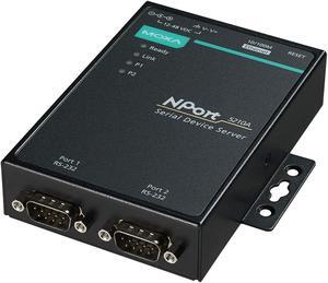 Moxa NPort 5210A - 2 Ports Device Server, 10/100M Ethernet, RS-232, DB9 Male, 15KV ESD, 0.5KV Serial Surge, 12~48VDC, 0~60degC