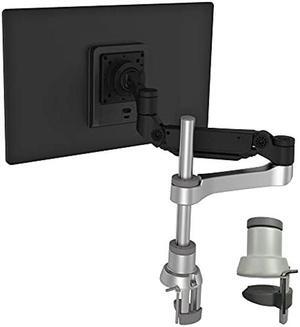 R-Go Caparo, Single monitor arm, Fully adjustable with gas spring, Vesa(75x75 and 100x100mm) Mount Desk Stand with Clamp, Holds up to 6-20 lbs Monitor, Weigh max 9KG, Matte silver/black