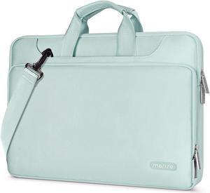 MOSISO 360 Protective Laptop Shoulder Bag Compatible with MacBook Air 15 inch M2 A2941 2023/Pro 16 inch M3 M2 M1 2023-2019, 15-15.6 inch Notebook,Matching Color Sleeve with Belt, Mint Green
