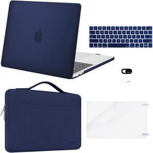 MOSISO Compatible with MacBook Pro 13 inch Case M2 2025, 2024, 2023-2016 A2338 M1 A2251 A2289 A2159 A1989 A1708 A1706, Plastic Hard Case&Bag&Keyboard Skin&Webcam Cover&Screen Protector, Navy Blue
