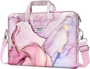 MOSISO Laptop Shoulder Bag Compatible with 17-17.3 inch Dell HP Acer Samsung Sony Chromebook Computer, Polyester Briefcase with Belt Marble MO-MBH216