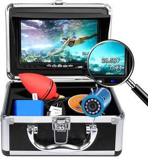 Portable Underwater Fishing Camera with Depth Temperature Display-Waterproof HD Camera and 7'' LCD Monitor-Infrared Fish Finder-Up to 8 Hours Battery Life-Ultimate Fishing Gear (15M Cable)