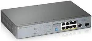 Zyxel 8-port Gigabit Unmanaged PoE+ Switch with 130 Watt Budget and 1 Gigabit Copper Port + 1 SFP, Long Range PoE Switch [GS1300-10HP]