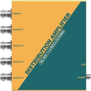 AVMATRIX SD1141 1x4 3G-SDI Reclocking Distribution Amplifier; Automatically Detects SD, HD and 3G-SDI; 4 Buffered and Re-clocked Outputs; 3G/HD/SD-SDI Multi-rate Signal Processing