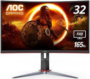 AOC C32G2 32" Curved Frameless Gaming Monitor FHD, 1500R Curved VA, 1ms, 165Hz, FreeSync, Height adjustable, 3-Year Zero Dead Pixel Policy, Black